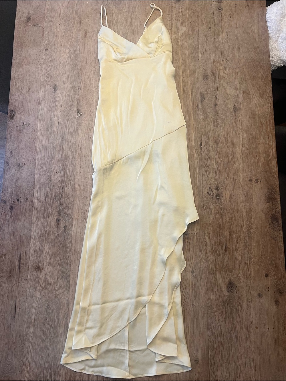 Wild Fable Satin Slip Midi Dress XXS Butter Yellow Asymmetrical Hem Cami
